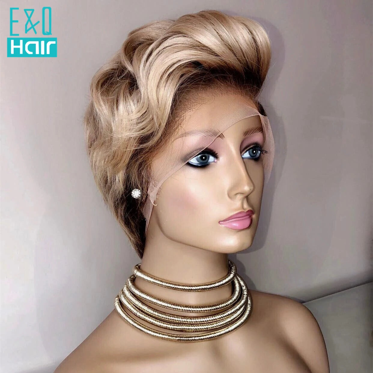 13x6 Lace Front Pixie Cut Wigs Human Hair Blonde 613 Short Bob Wig Ombre Lace Front Human Hair Wigs Side Parting Pre Plucked