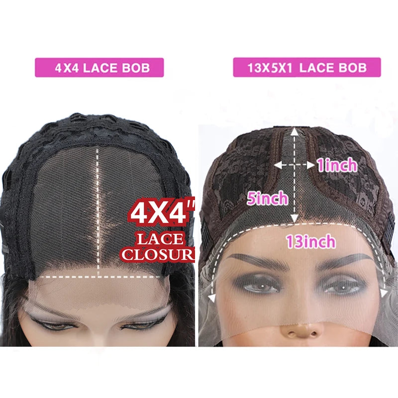 Lace Front Human Hair Wigs For Women 8-18 Inch Brazilian Straight Short Bob 13X4  Lace Frontal Real Wig