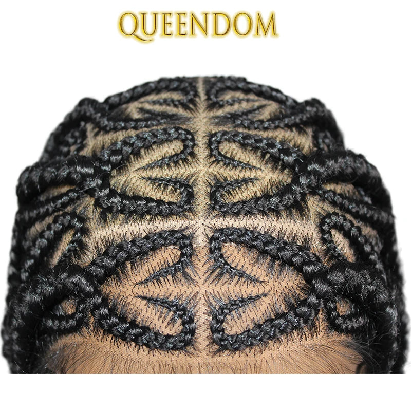 36'' Cornrow Braided Wigs for Women Full Lace Front Box Heart Braided Wig Synthetic Side Part Knotless Twist Braids Goddess Wig