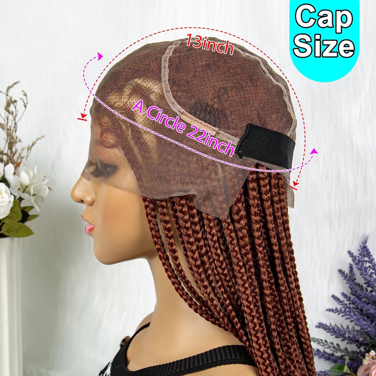 Synthetic Transparent HD Full Lace Braided Wigs For Black Women Crochet Braid Braiding Hair Knotless Box Cornrow Braids Wigs