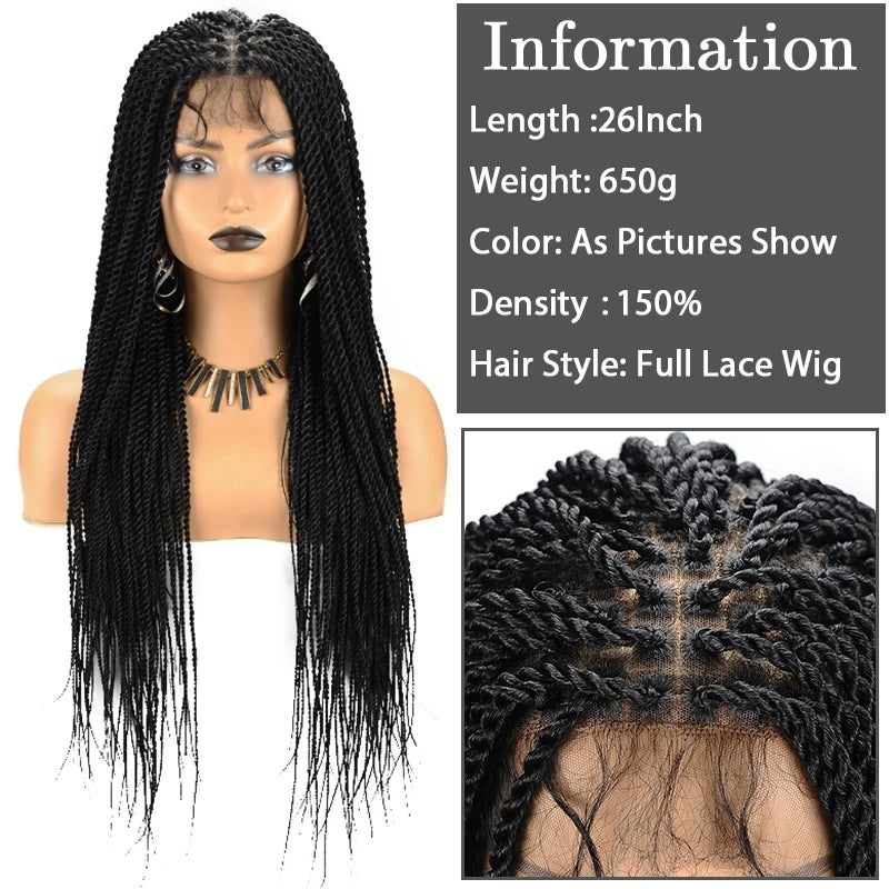 36'' Cornrow Braided Wigs for Women Full Lace Front Box Heart Braided Wig Synthetic Side Part Knotless Twist Braids Goddess Wig