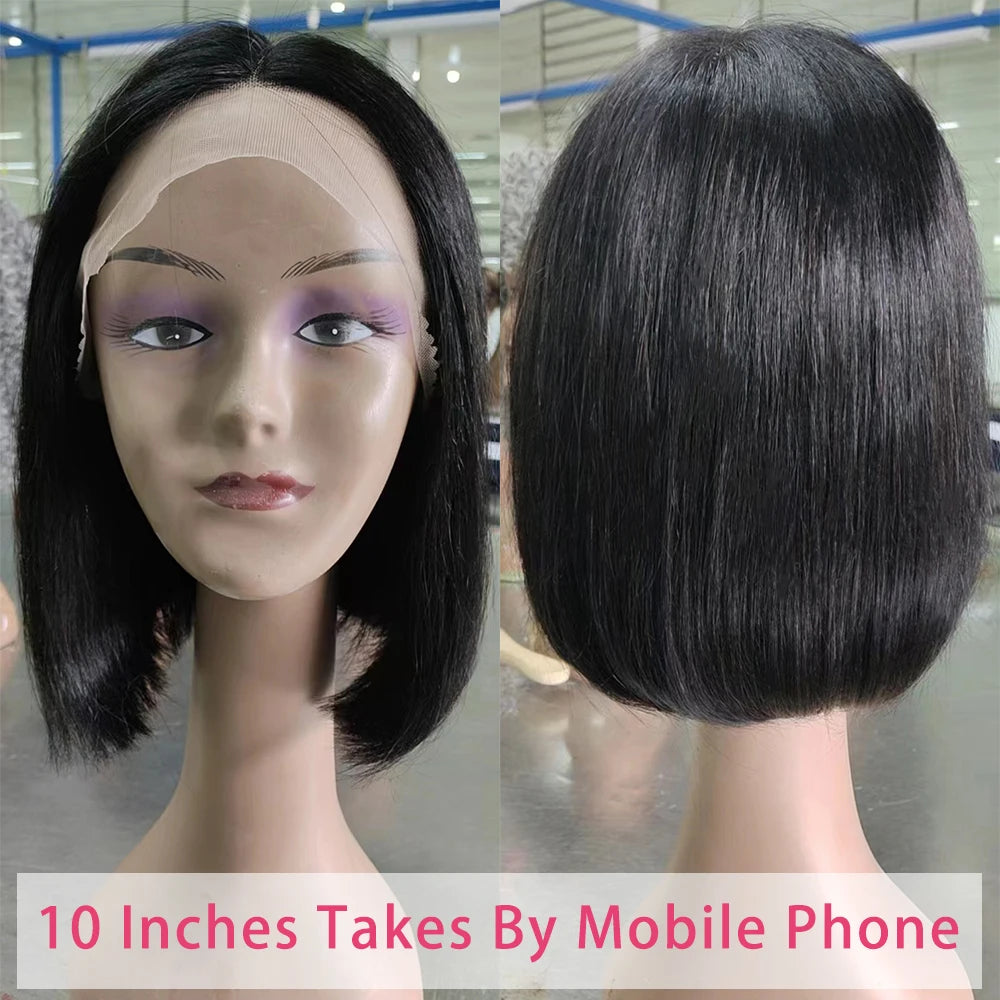 Lace Front Human Hair Wigs For Women 8-18 Inch Brazilian Straight Short Bob 13X4  Lace Frontal Real Wig