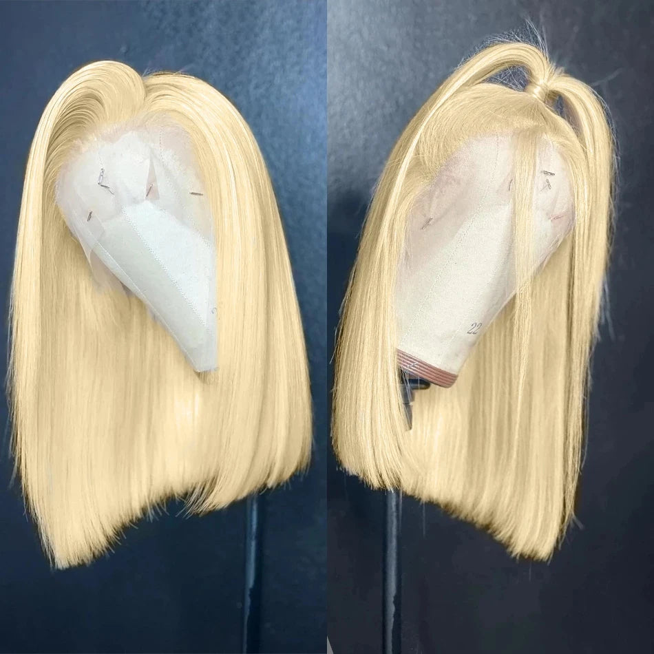 13x4 613 Blonde Bob Hair Wig Human Hair Lace Frontal Wig Brazilian Straight Bob Wig Lace Front Human Hair Wig for Women