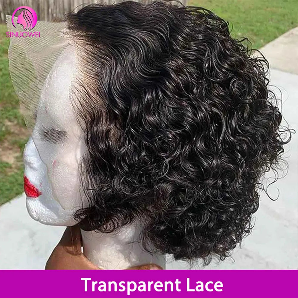 Pixie Cut Wig Bob Lace Front Wig Brazilian Remy Hair 13X4 Transparent Lace Wig Prepluck Human Hair For Women Short Curly Wigs