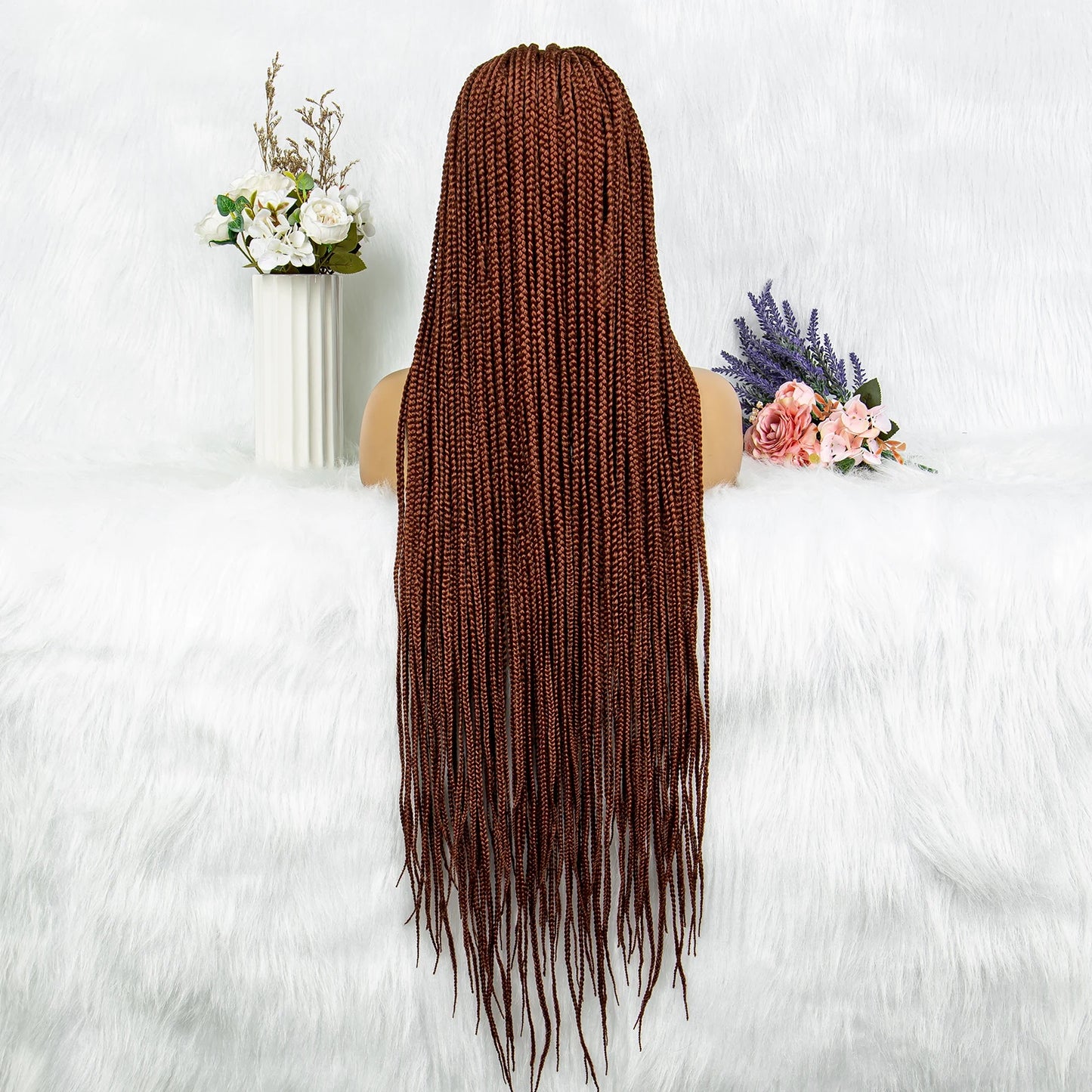 Synthetic Transparent HD Full Lace Braided Wigs For Black Women Crochet Braid Braiding Hair Knotless Box Cornrow Braids Wigs