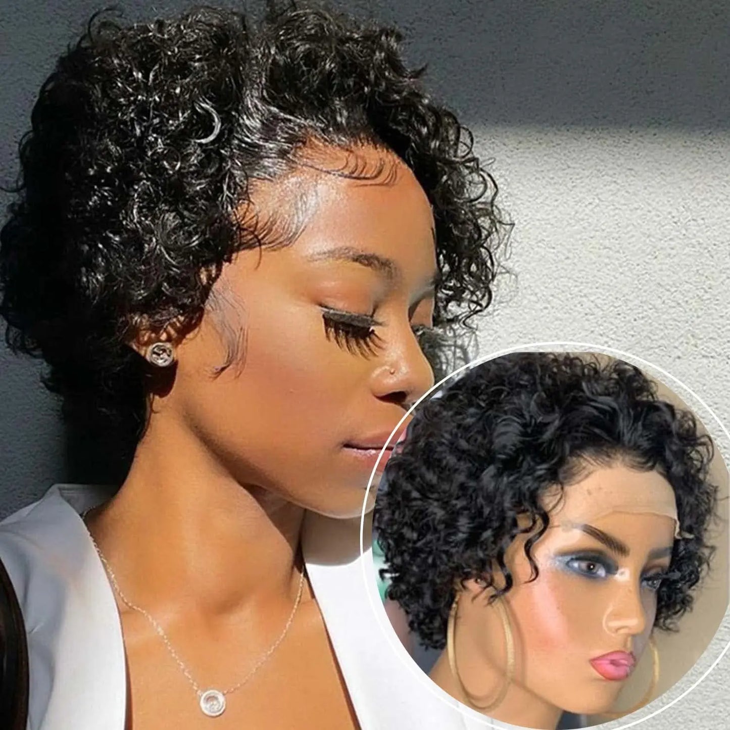 Pixie Cut Wig Bob Lace Front Wig Brazilian Remy Hair 13X4 Transparent Lace Wig Prepluck Human Hair For Women Short Curly Wigs