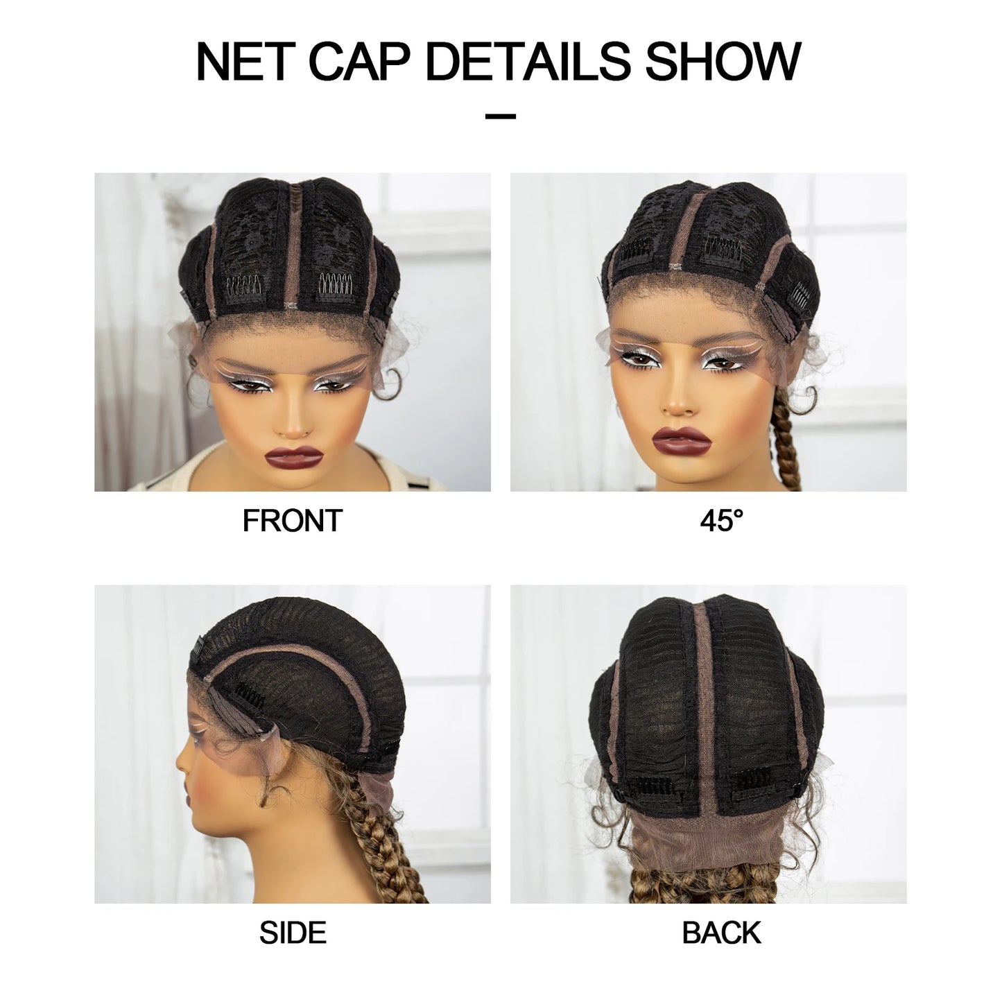 Natural 36 Inch Cornrow Braided Wigs Synthetic Braids Wig With Baby Hair for Black Women Synthetic Lace Ftont Braiding Hair Wigs