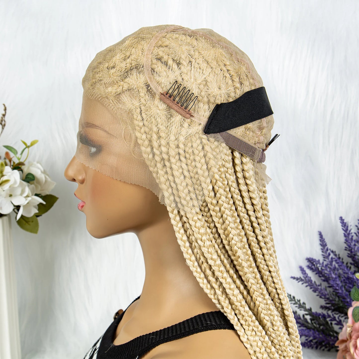 Synthetic Transparent HD Full Lace Braided Wigs For Black Women Crochet Braid Braiding Hair Knotless Box Cornrow Braids Wigs