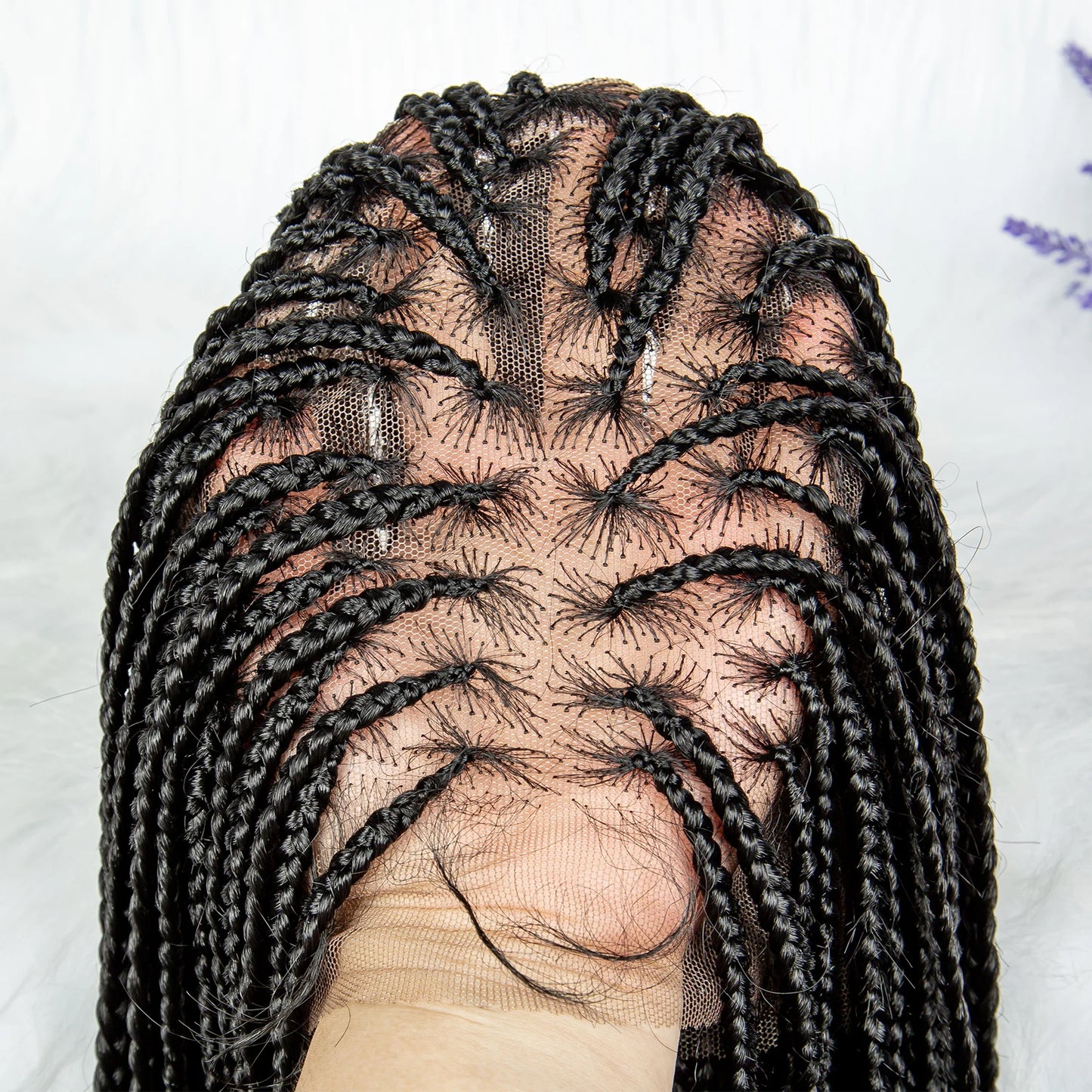 Synthetic Transparent HD Full Lace Braided Wigs For Black Women Crochet Braid Braiding Hair Knotless Box Cornrow Braids Wigs