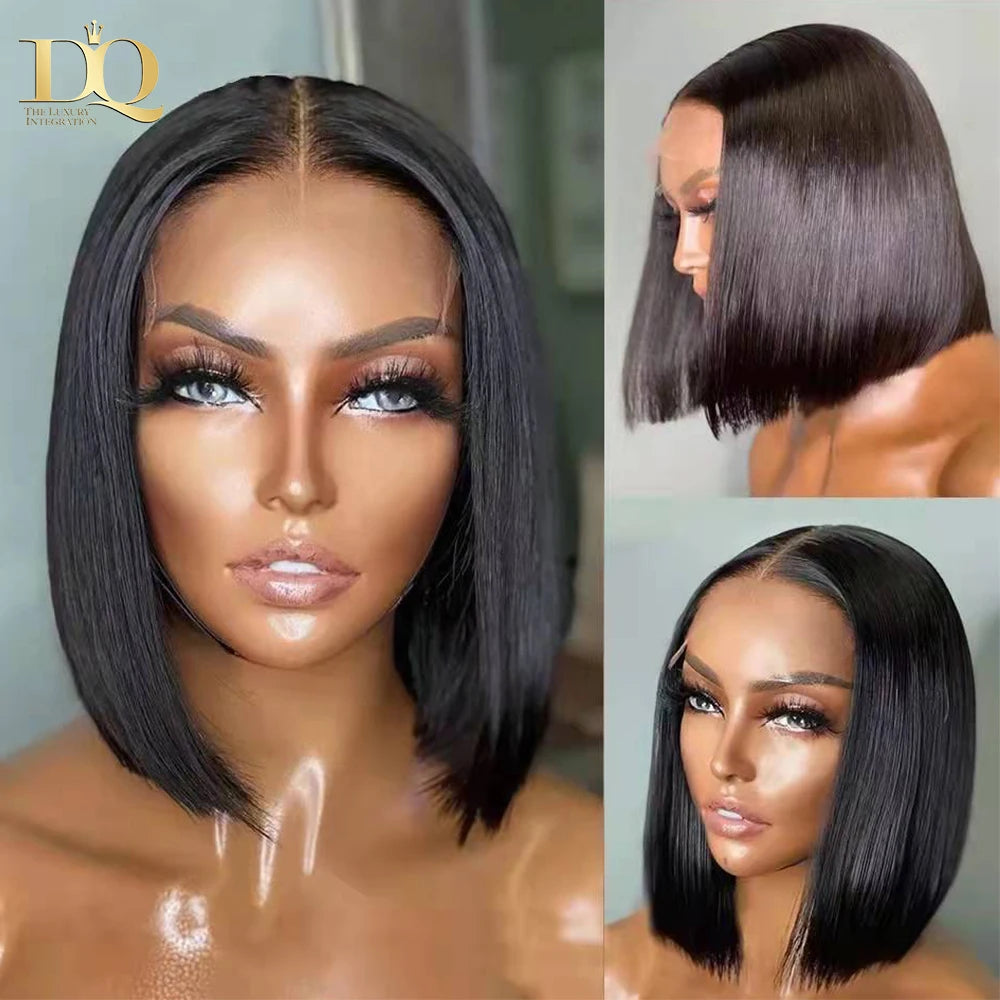 Lace Front Human Hair Wigs For Women 8-18 Inch Brazilian Straight Short Bob 13X4  Lace Frontal Real Wig