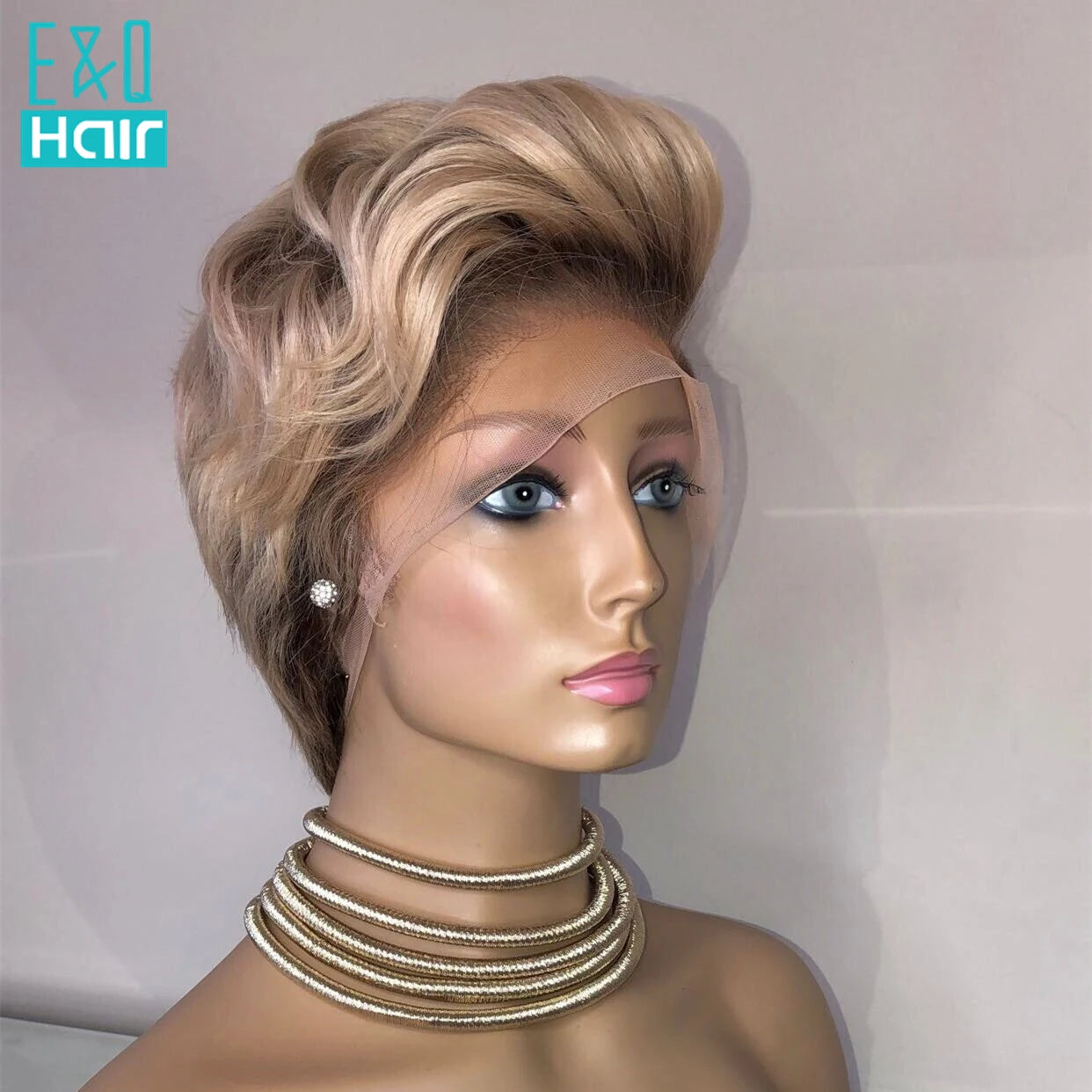 13x6 Lace Front Pixie Cut Wigs Human Hair Blonde 613 Short Bob Wig Ombre Lace Front Human Hair Wigs Side Parting Pre Plucked