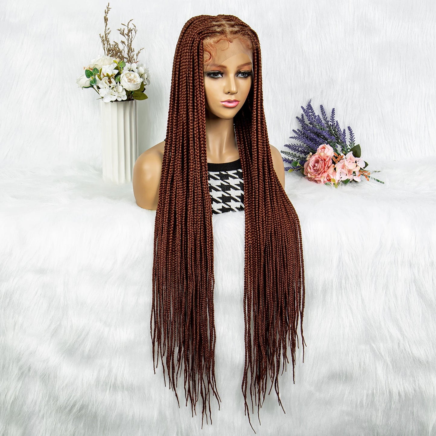 Synthetic Transparent HD Full Lace Braided Wigs For Black Women Crochet Braid Braiding Hair Knotless Box Cornrow Braids Wigs