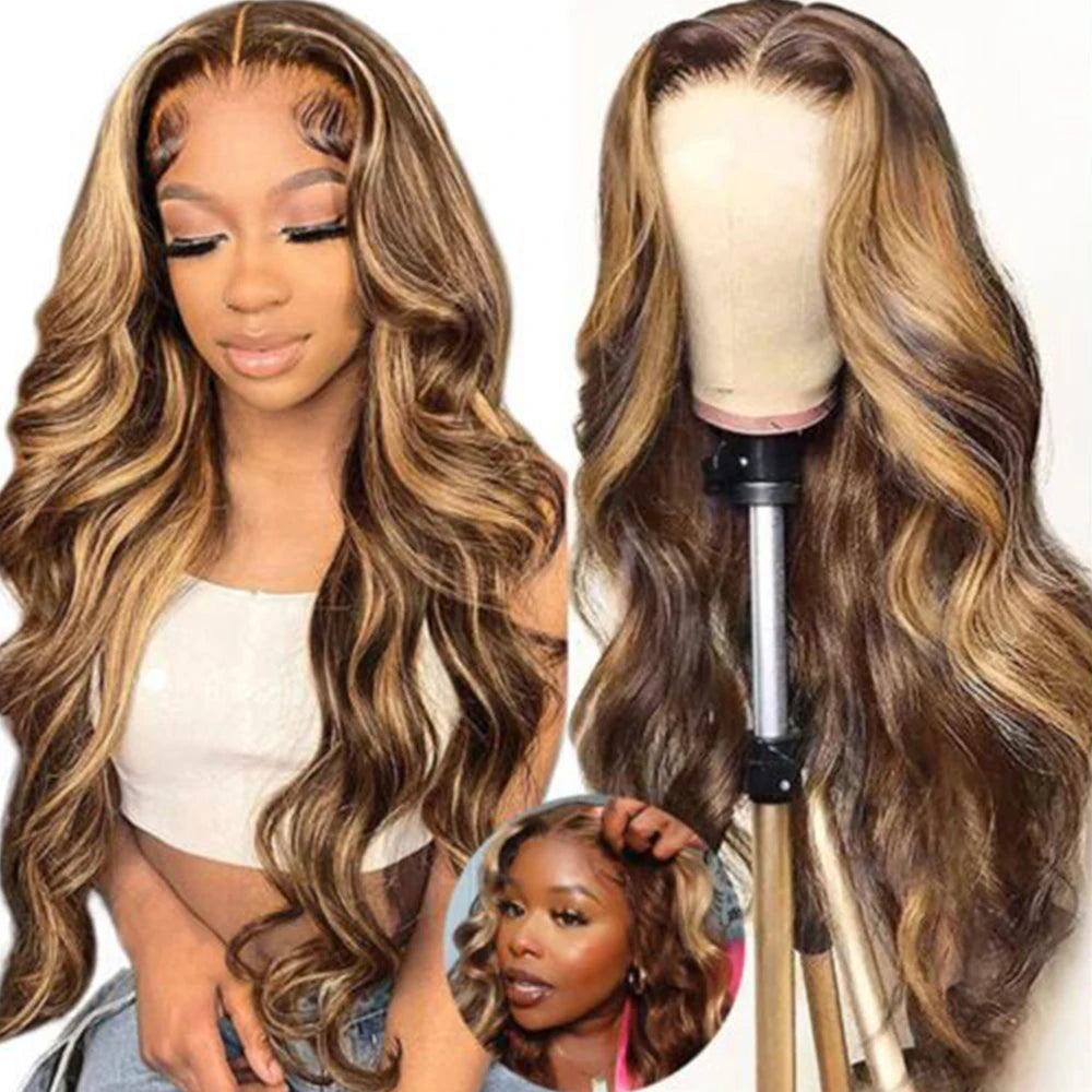 Frontal Wig Human Hair Ready To Wear Highlight Wig Human Hair Colored Human Hair Wigs Body Wave Lace Front Wig Body Wave Wig