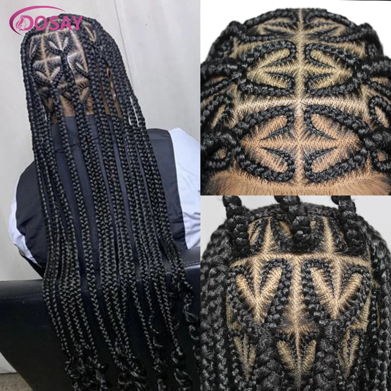 On Sale Heart Box Braids Lace Wig 36 Inches Synthetic Lace Braided Wigs Cornrow Braids Lace Front Wigs For Black Women Clearance