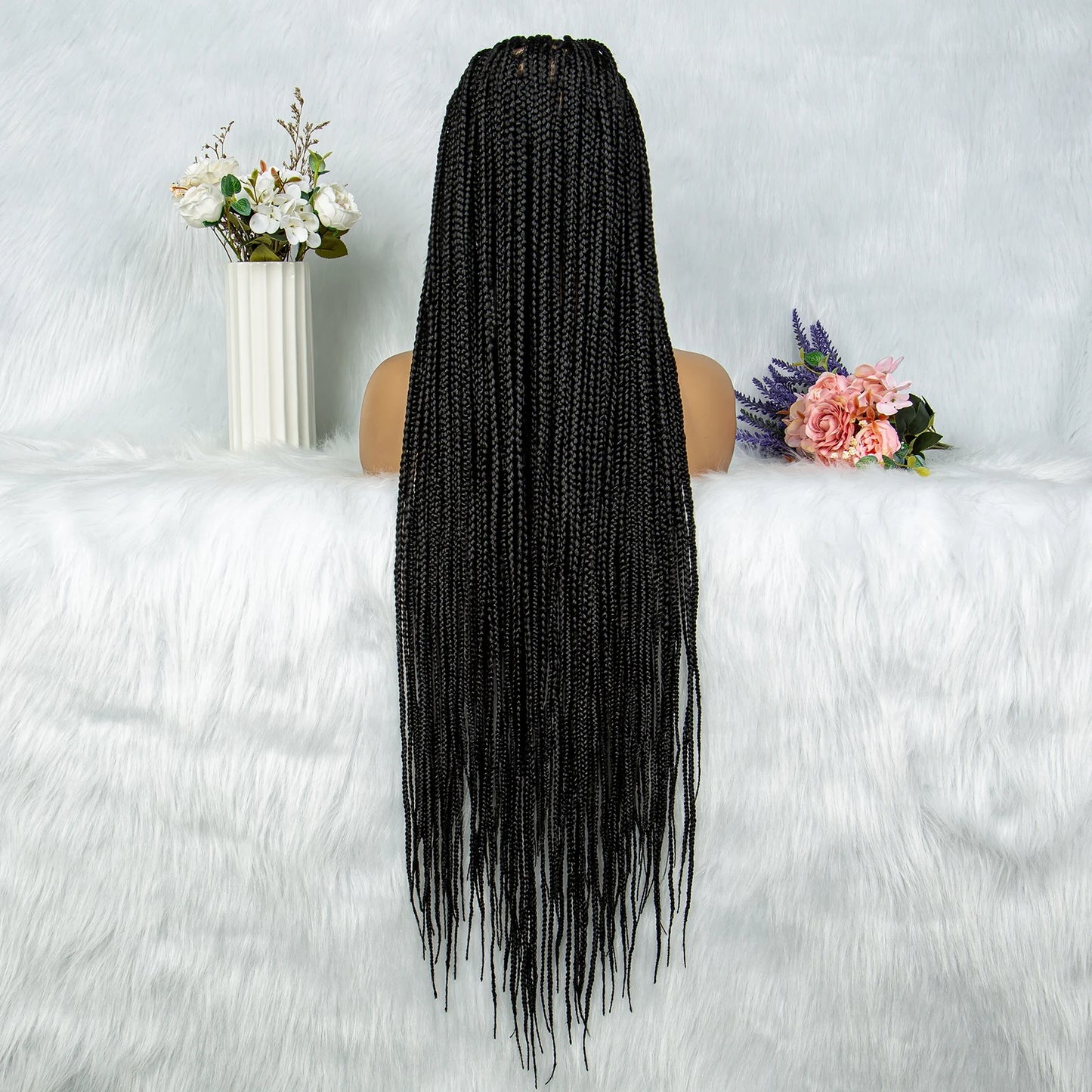 Synthetic Transparent HD Full Lace Braided Wigs For Black Women Crochet Braid Braiding Hair Knotless Box Cornrow Braids Wigs