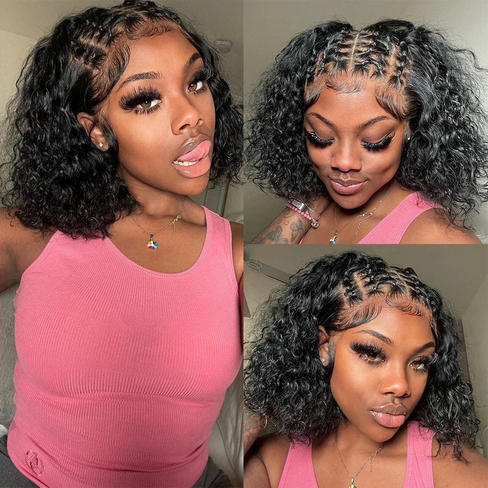 Wiggogo Short Bob Wig Lace Front Human Hair Wigs 13X4 Hd Lace Frontal Wig Hd Lace Wig 4X4 Closure Wigs Curly Human Hair Wig