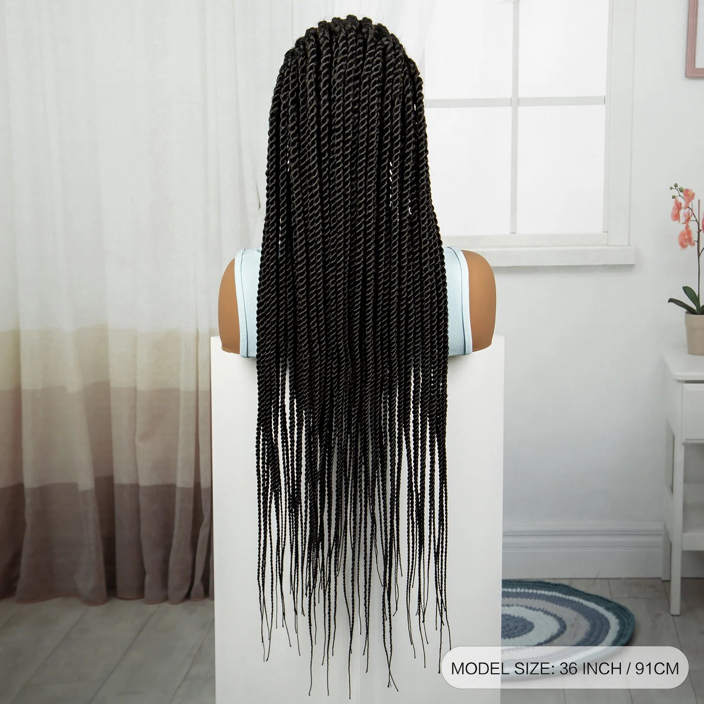 36 Inch Synthetic Cornrow Braids Wigs Transparent Full Lace Braided Wigs Natural Lace Front Wigs for Black Women with Baby Hair