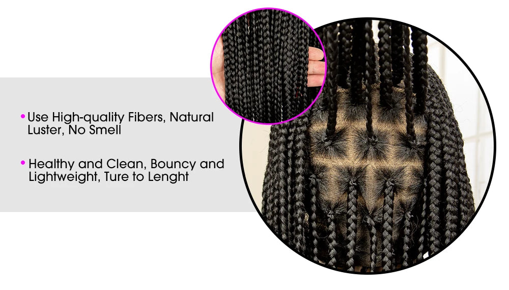 Braided Wigs for Black Women Full Lace Cornrow Box Braided Wig. Synthetic Lace Frontal with Baby Hair