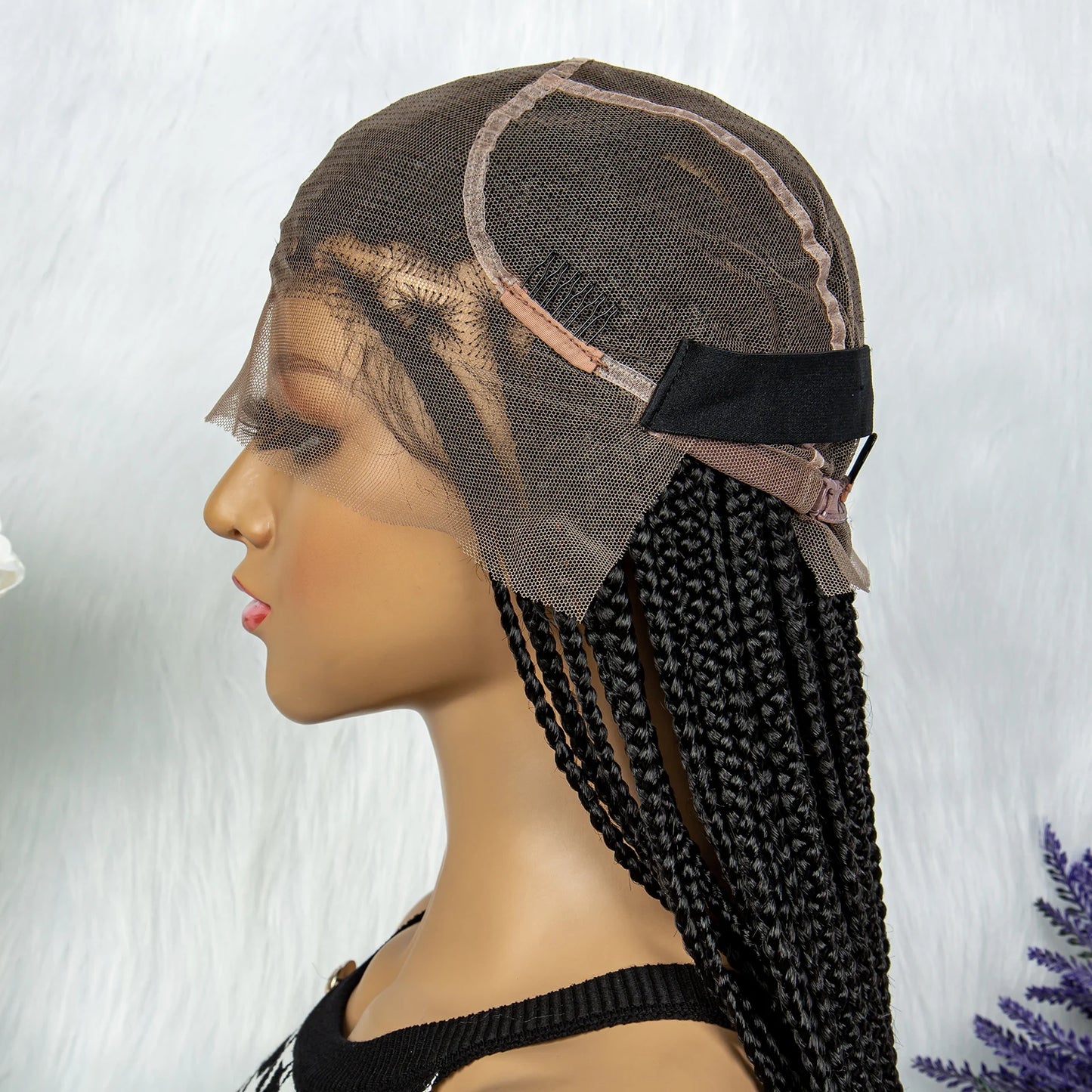 Synthetic Transparent HD Full Lace Braided Wigs For Black Women Crochet Braid Braiding Hair Knotless Box Cornrow Braids Wigs