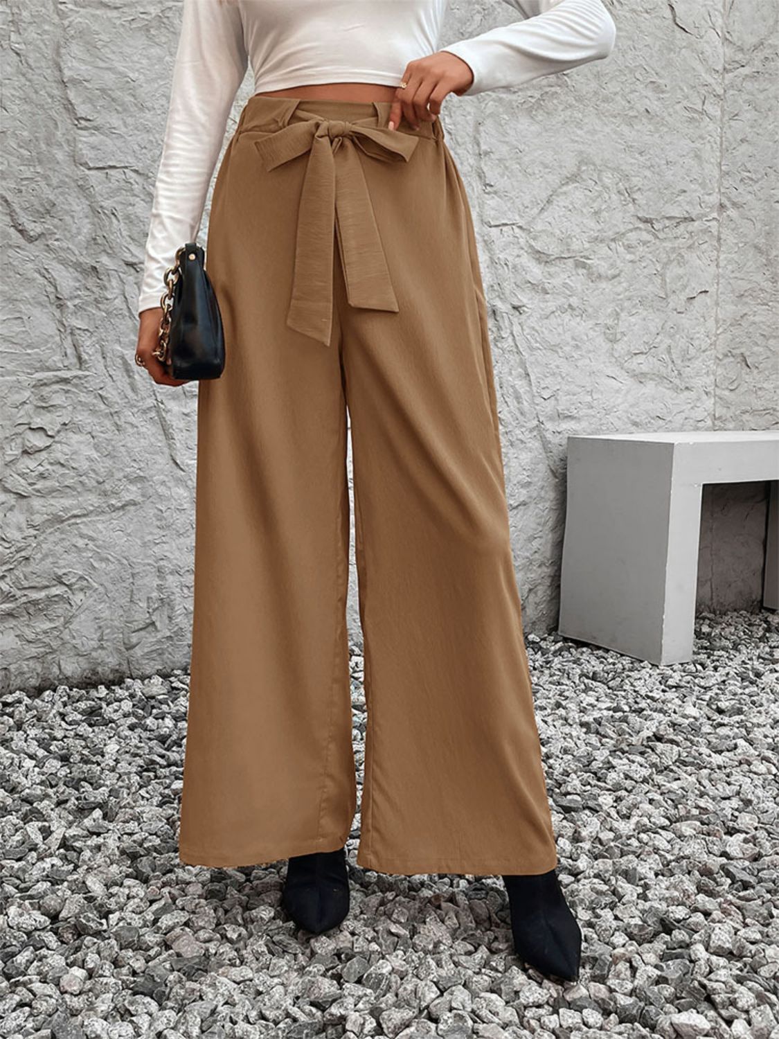 Perfee Tied High Waist Wide Leg Pants